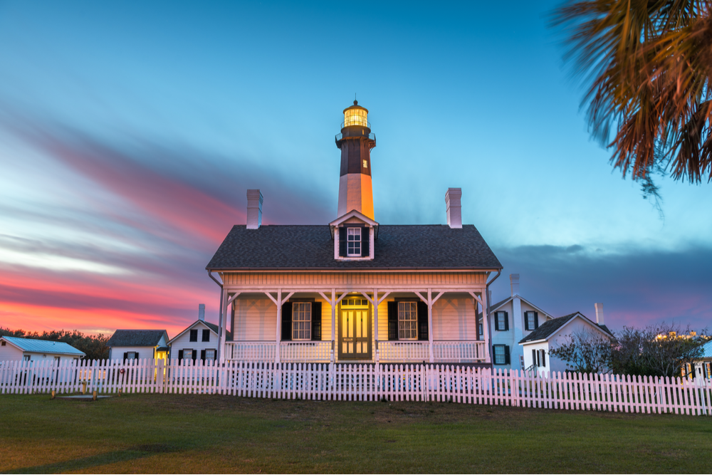 lighthouse at dawn